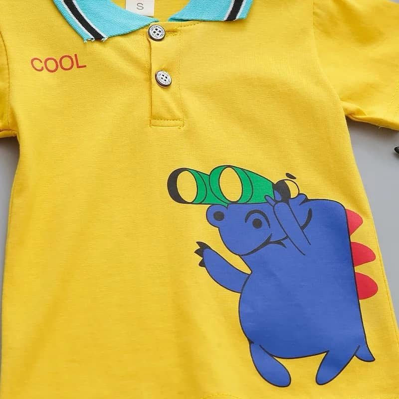 Polo Shirt & Shorts Set |Yellow Hippo -PD108