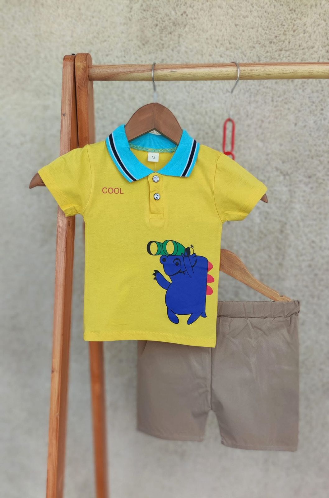 Polo Shirt & Shorts Set |Yellow Hippo -PD108