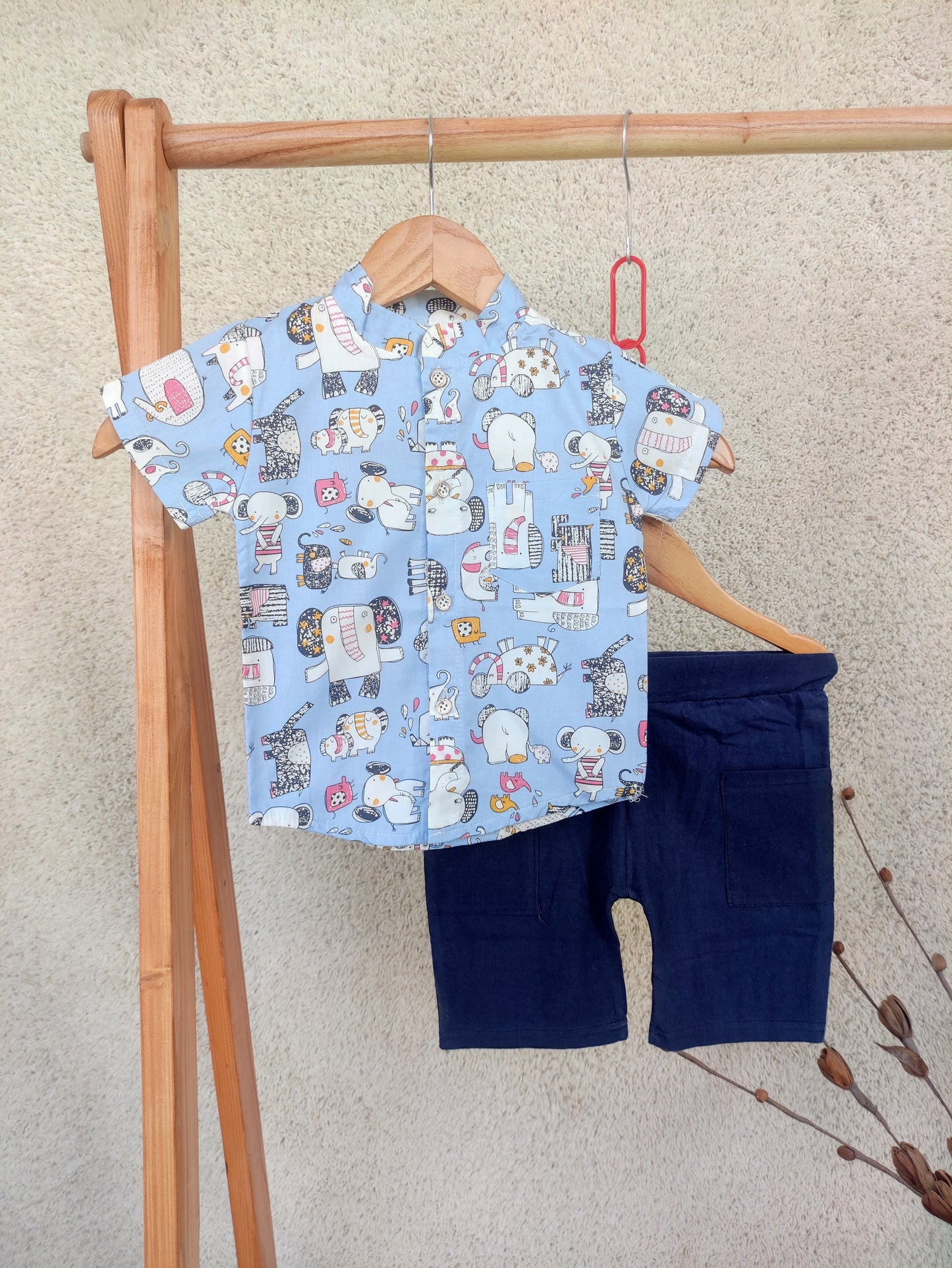 Funky 2pcs Set - Soft Blue Elephant