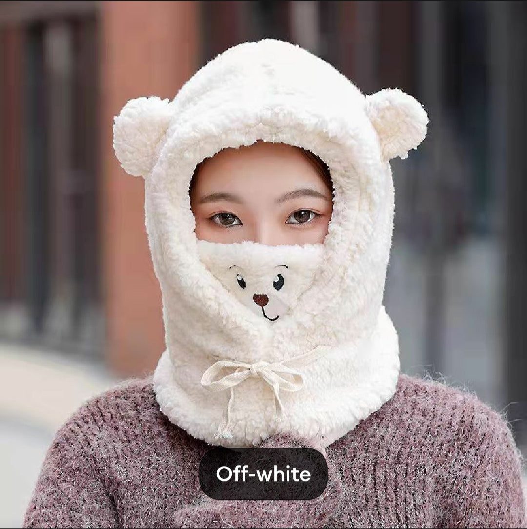 BC114 - Warm Plush 2 in 1 Cap with Mask - Free Size