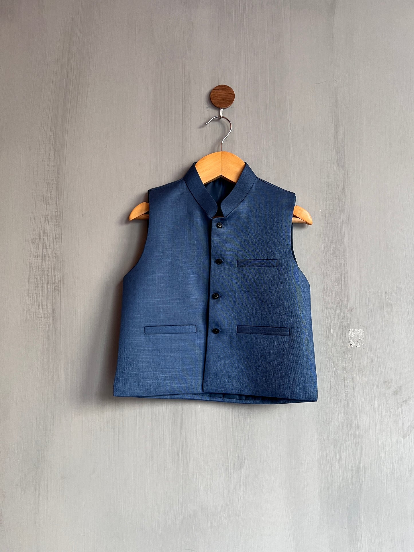 Boys Waistcoat Self Electric Blue