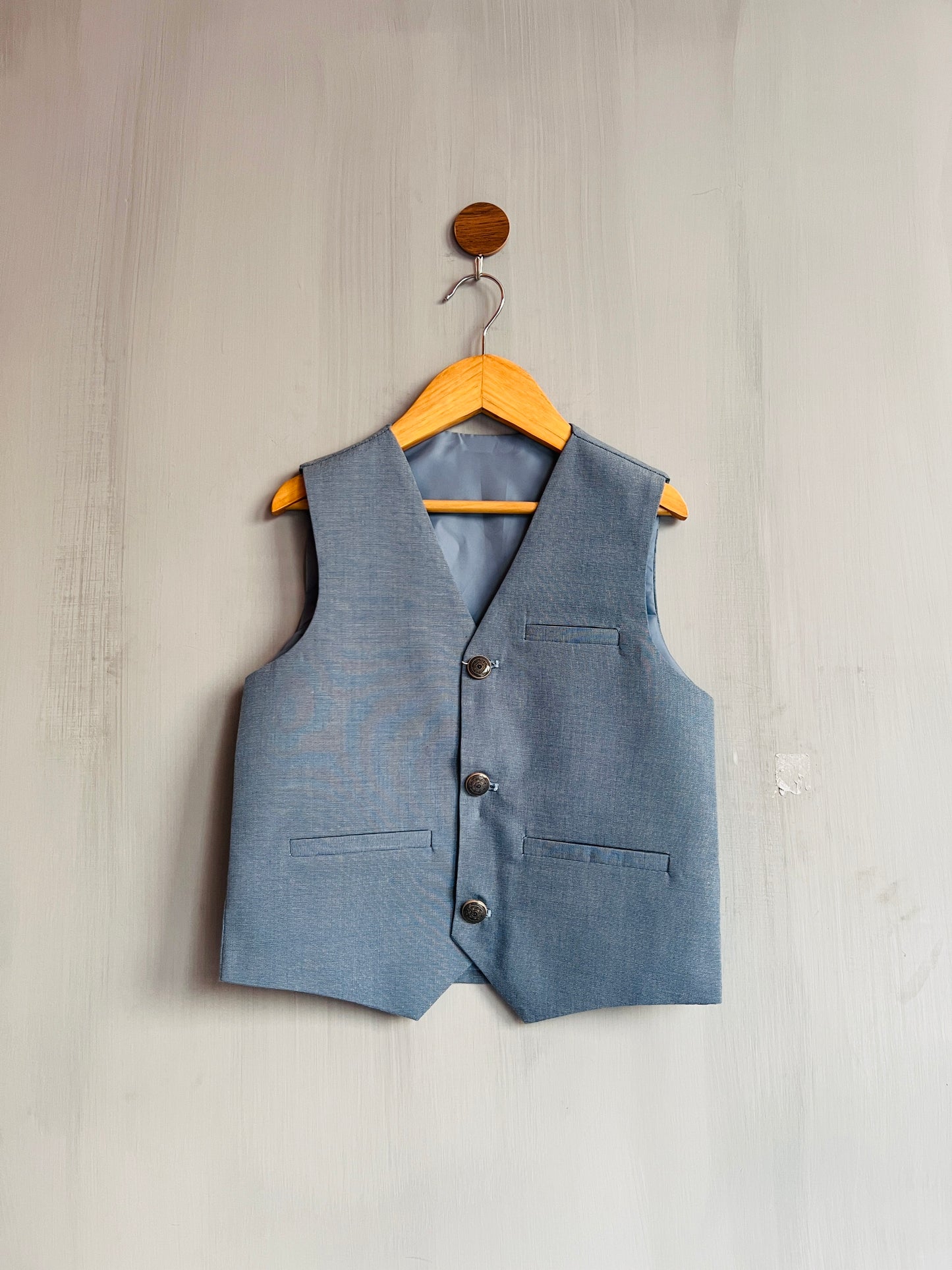 Boys Waistcoat V-Neck Royal Soft Blue