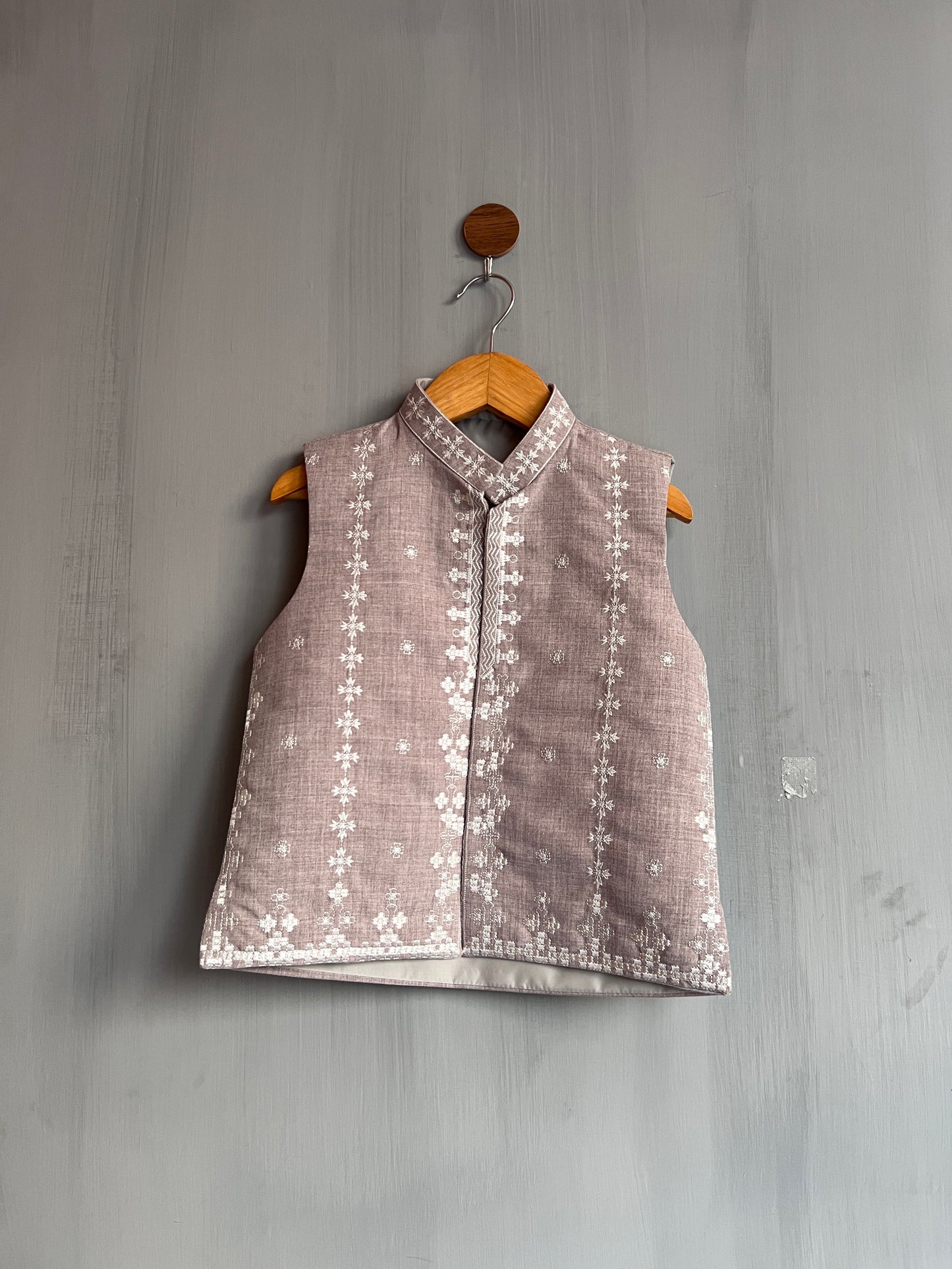 Boys Embroidered Waistcoat Peachy Brown