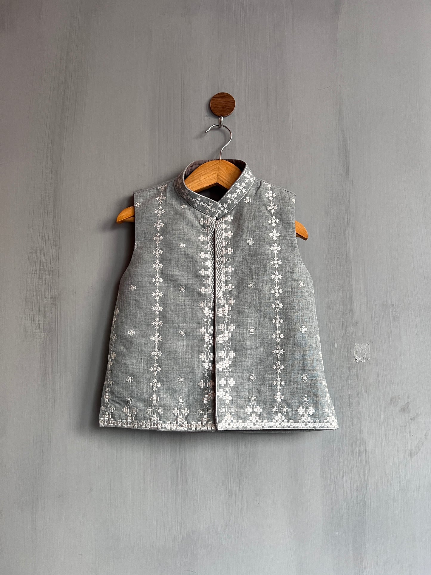 Boys Embroidered Waistcoat Soft Blue