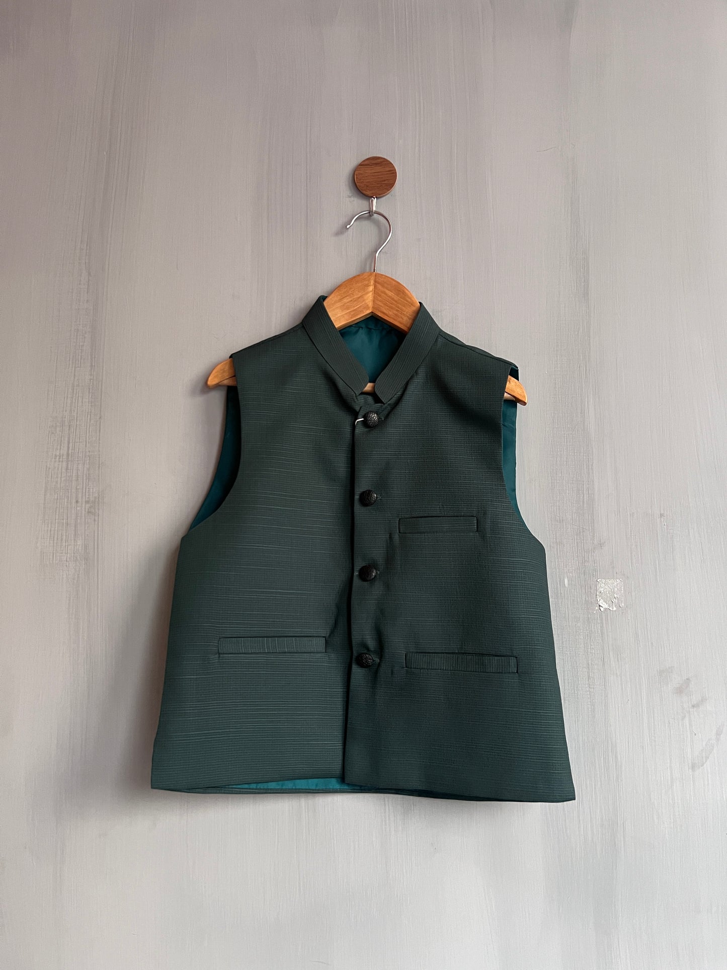 Boys Waistcoat Textured Bottle Green