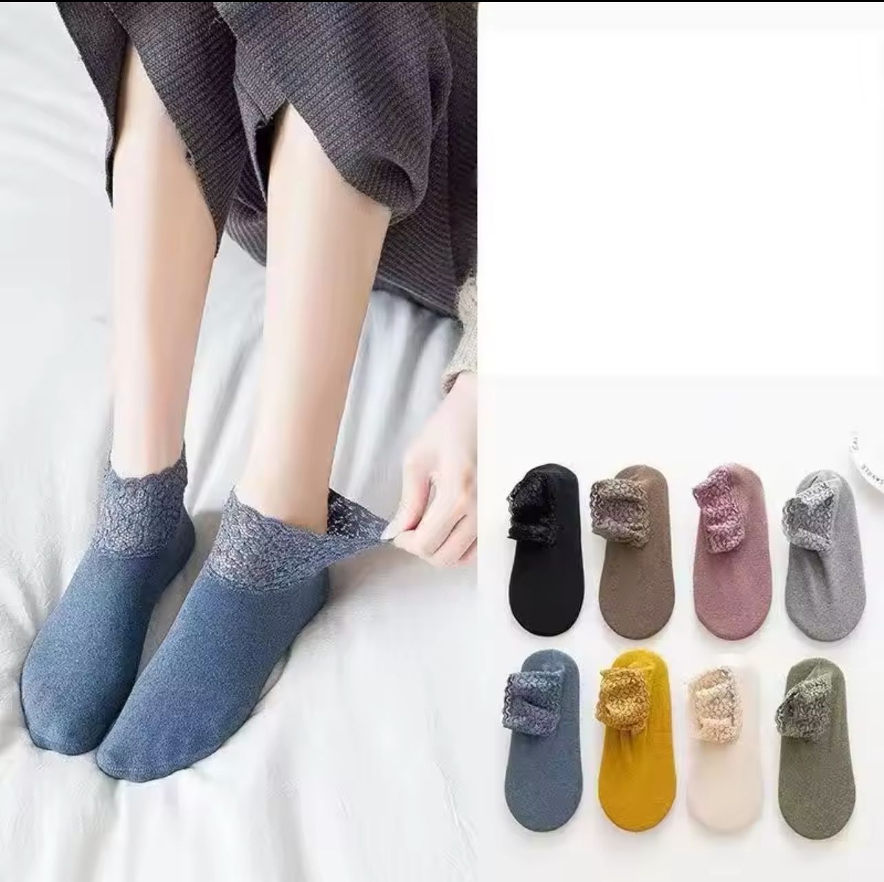 Short Tube Warm Thermal/Fleece Socks with Lace