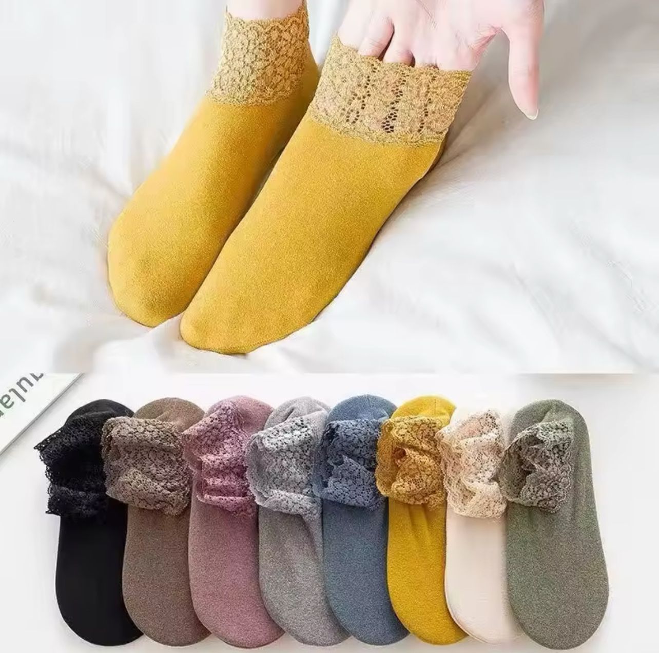 Short Tube Warm Thermal/Fleece Socks with Lace