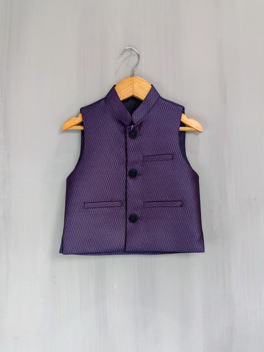 Boys Waistcoat Textured Purple Passion