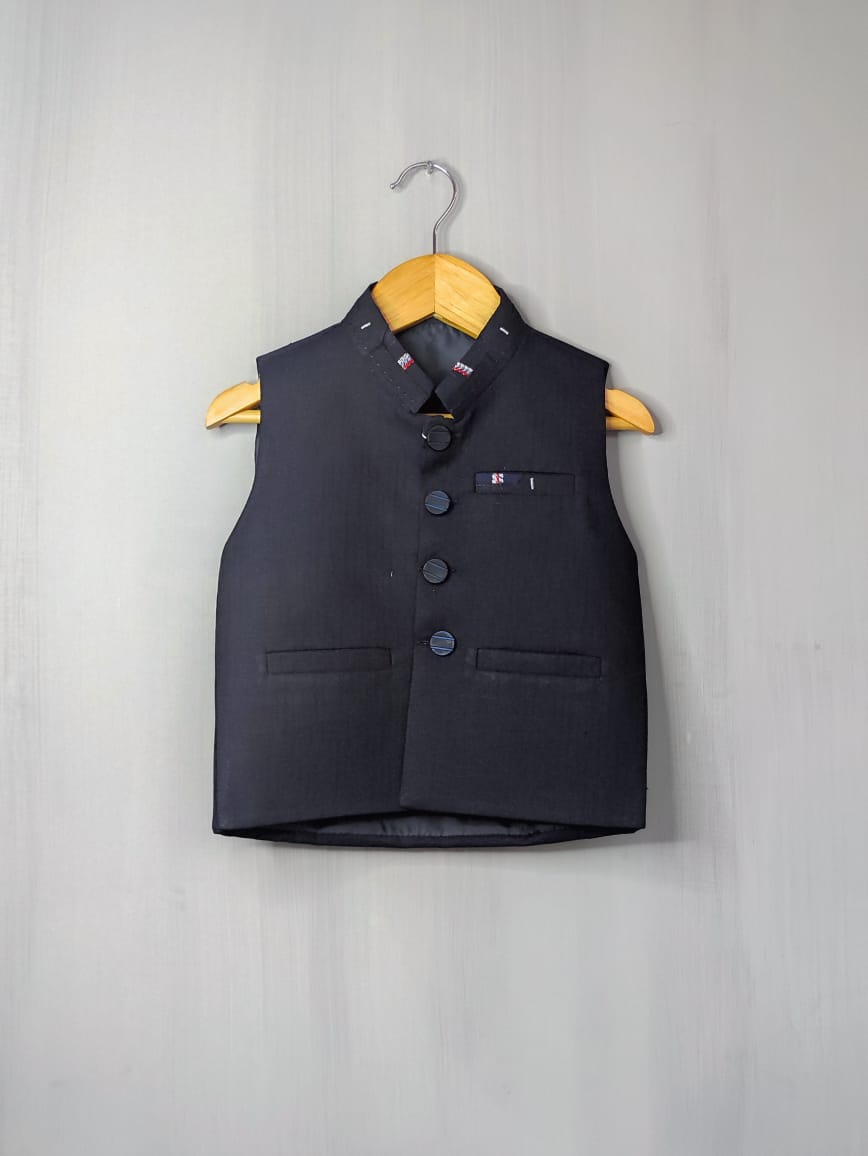 Boys Waistcoat Navy with thread Work