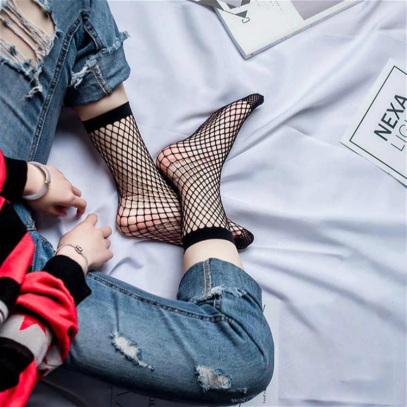 Hollow Out Fish Net Fashion Mesh Socks For Women/Girls