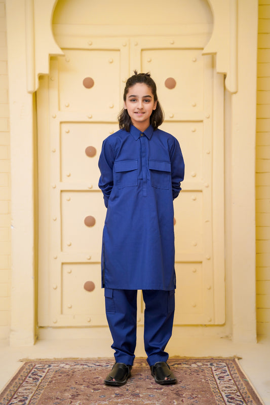 Boys Double Pocket Co-ord Set - Electric Blue