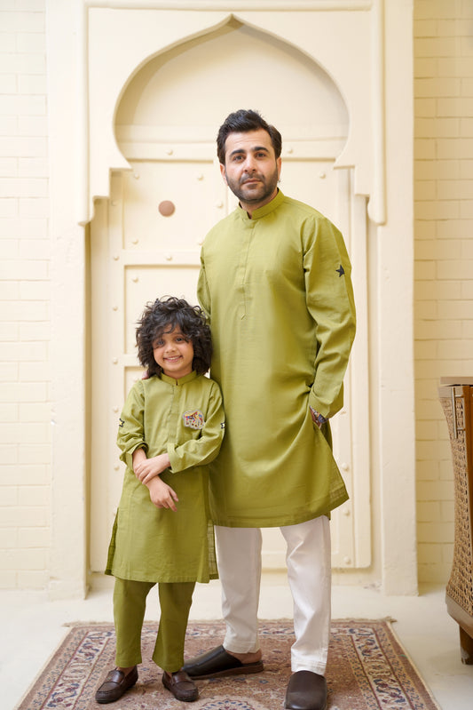 Henna Green Party Suit Father Son Duos