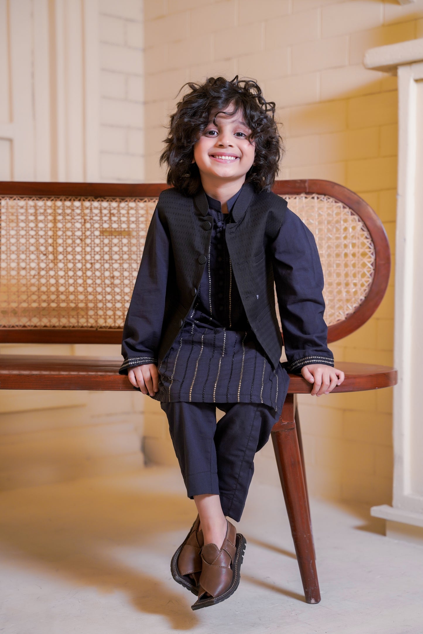 Boys Waistcoat -Textured Black -WC26