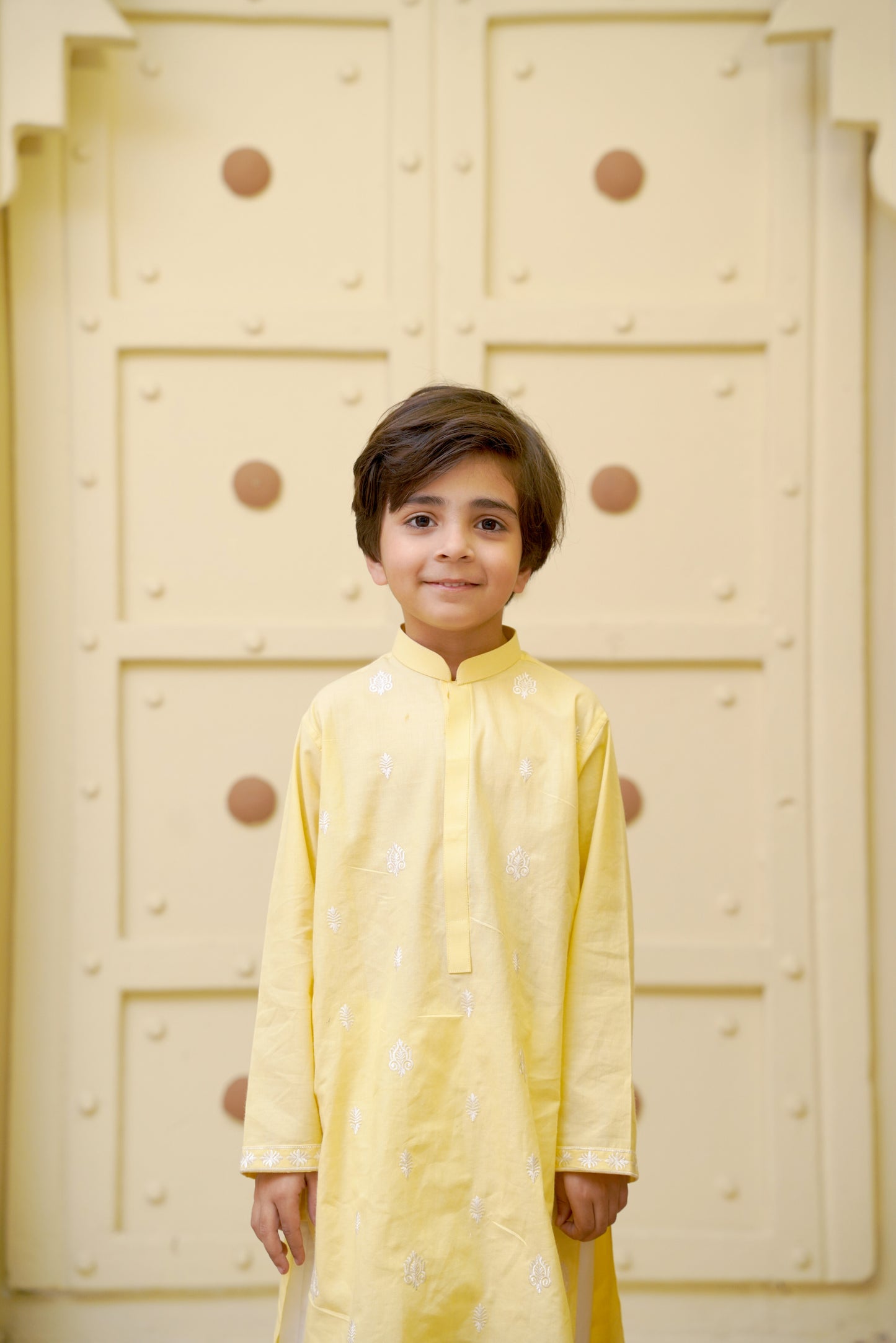 Embroidered Motif Lime Kurta Trouser - Father Son Duos