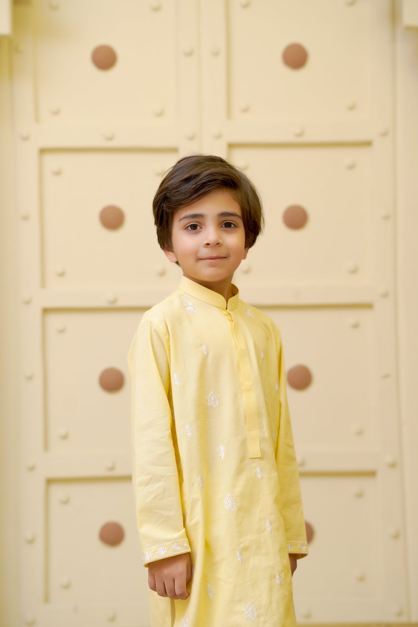 Embroidered Motif Lime Kurta Trouser - Father Son Duos