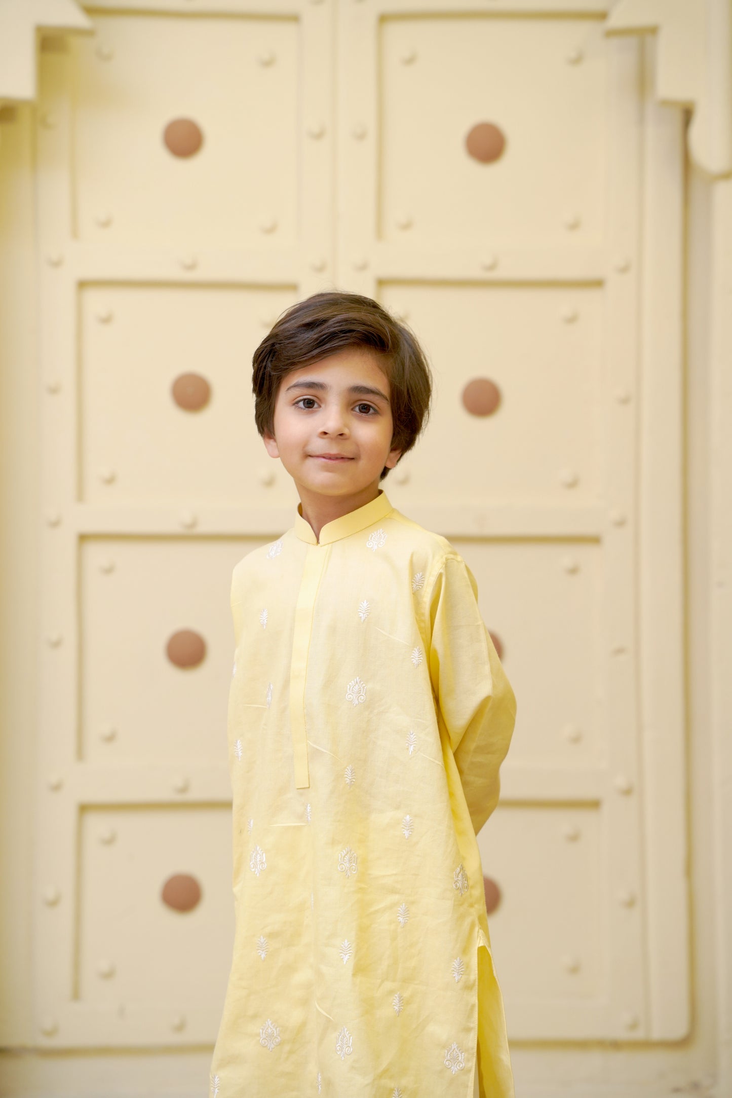 Embroidered Motif Lime Kurta Trouser - Father Son Duos