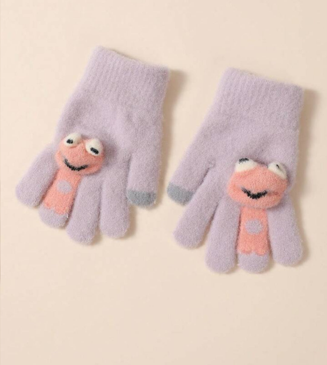 Kids Warm Plush Gloves - Dino