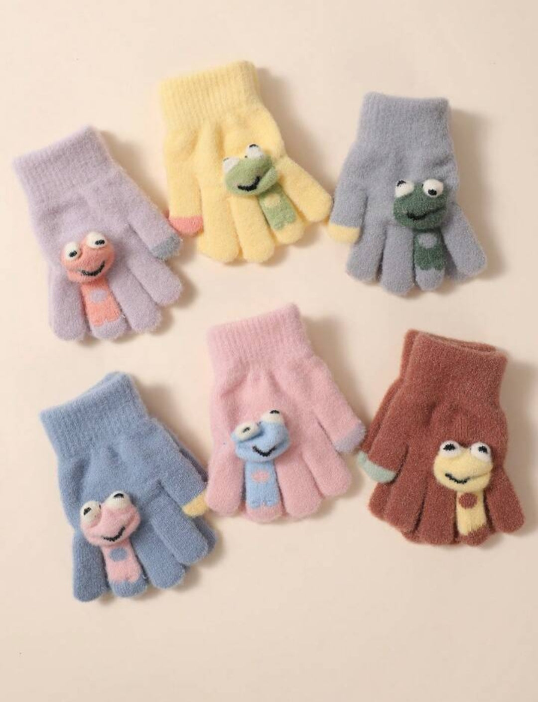 Kids Warm Plush Gloves - Dino