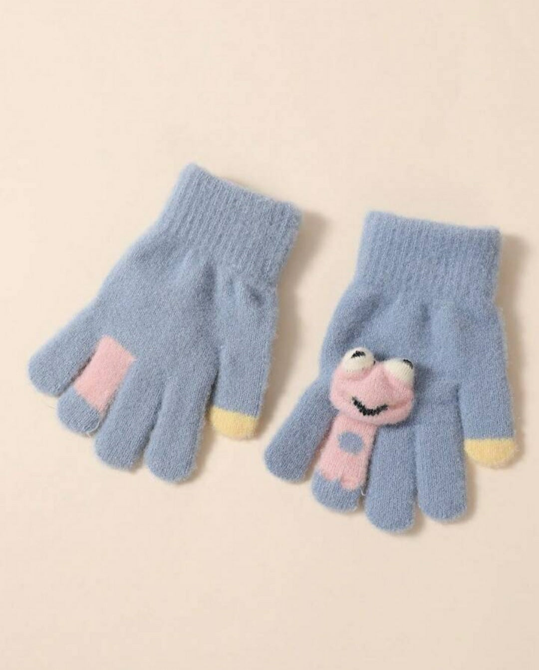 Kids Warm Plush Gloves - Dino