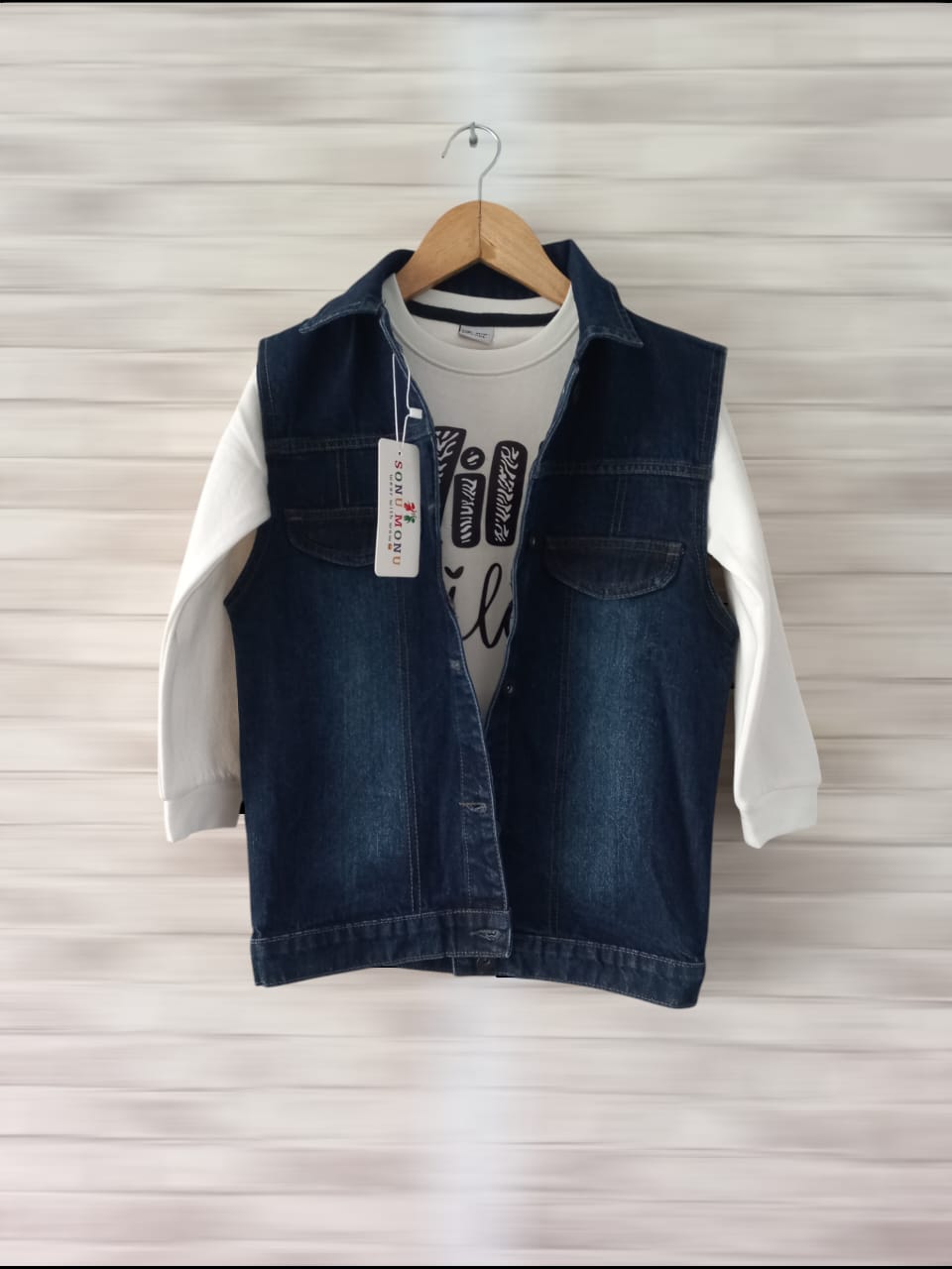 Sleeveless Denim Jacket - Blue