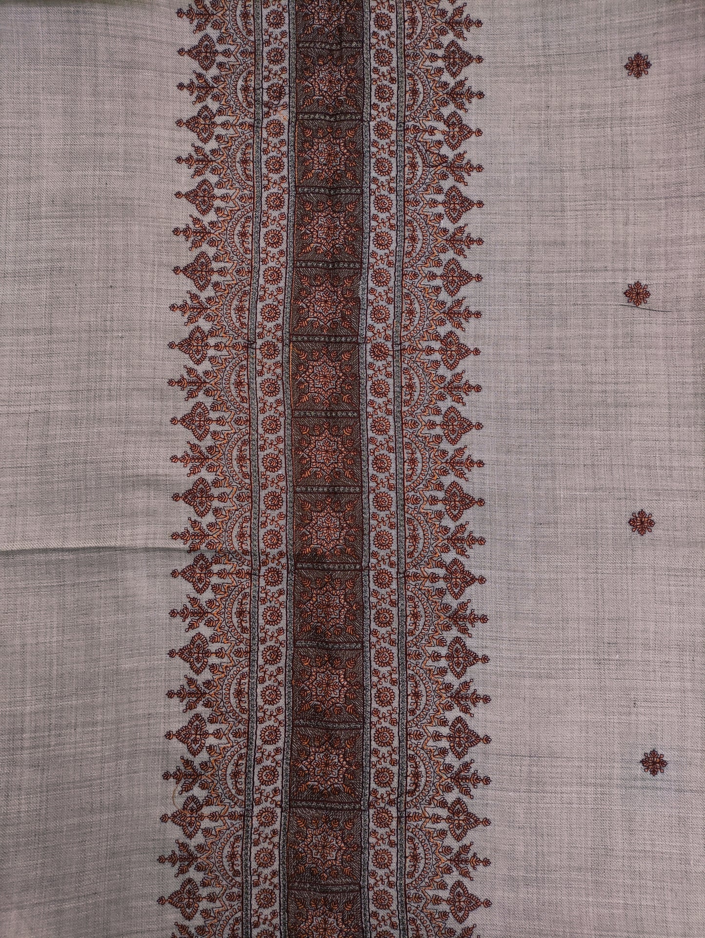 Embroidered Royal Tilla Bordered Pashmina Shawl - LS 4 Neutrals