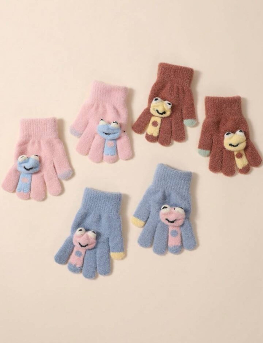 Kids Warm Plush Gloves - Dino