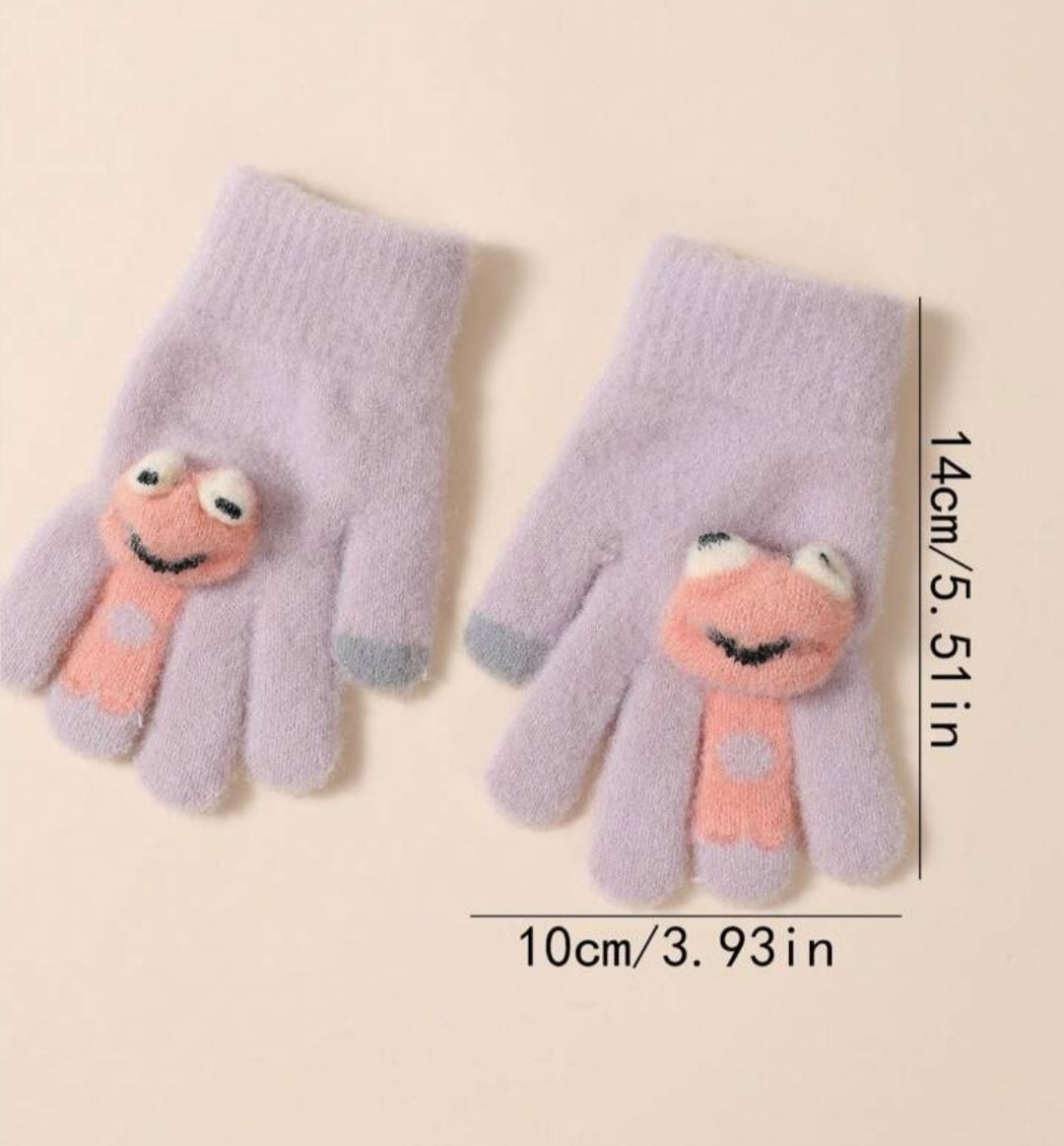 Kids Warm Plush Gloves - Dino